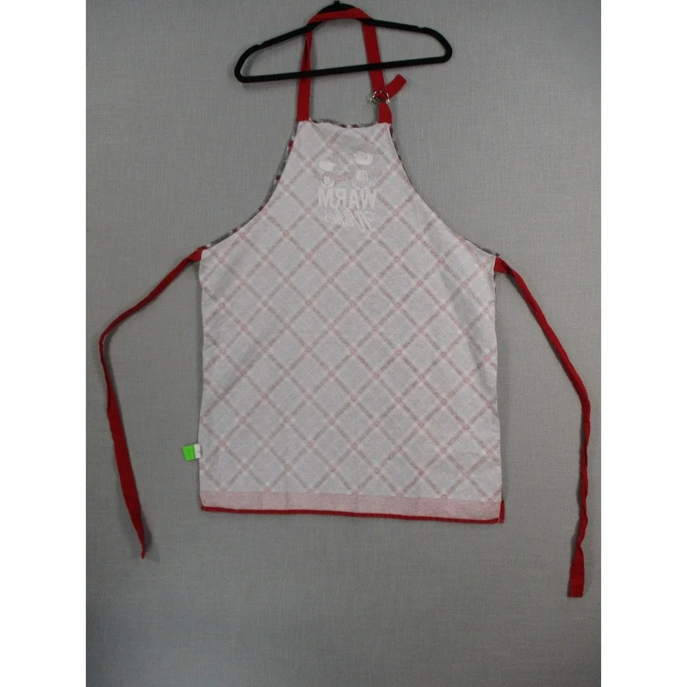 Peanuts Snoopy Charlie Brown Warm Wishes Holiday Apron Red‎ Grey Plaid One Size
